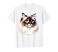 Portrait de Chat de l'Himalaya Ragdoll T-Shirt Graphique avec Valeur, Homme, Blanc, S