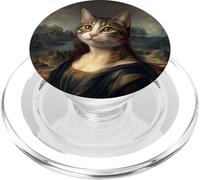 Portrait de Chat inspiré de Mona Lisa avec Style Renaissance PopSockets PopGrip pour MagSafe