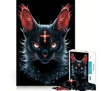 Portrait de Chat Noir Mystique Puzzle de 1000 pièces pour Adolescents Jouet Intelligent et Amusant Découpe Nette Objet de Collection (38x26cm)