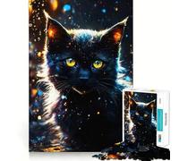 Portrait de Chat Noir Mystique Puzzle de 1000 pièces pour Adultes Cadeau pour améliorer la mémoire et se détendre Décoration Murale aux détails précis (38x52cm)