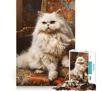 Portrait de Chat Persan à l'huile Puzzle de 1000 pièces pour Adolescents Jeu Mental Moment de Paix Découpe de qualité supérieure Cadeau Artistique (38x52cm)