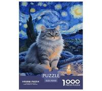 Portrait de Chat Persan pour Adultes Puzzles 1000 Pièces Animal Décoration Jeu De Défi Familial Jeux Éducatifs Cadeaux d'anniversaire pour Noël Tueur Ennuyeux 70x50cm/1000pcs