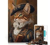 Portrait de Chat Royal, Puzzle de Style Renaissance de 1000 pièces pour Adolescents, Jeu de logique Stimulant, détente mentale, Bords Nets, Cadeau élégant (38x52cm)
