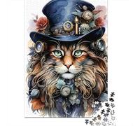 Portrait de Chat Steampunk Puzzle 1000 Pièces Adulte Papier Qualité Supérieure -Jeu Éducatif Défi Cadeau d'anniversaire Classique Jeu De Famille Intéressant 52x38cm/1000pcs