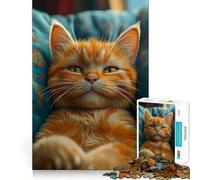 Portrait de Chat tigré Orange Puzzle de 1000 pièces pour Adultes Jeu de réflexion et Anti-Stress Décoration Murale Transparente (38x52cm)