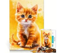 Portrait de Chaton à l'aquarelle Puzzle de 1000 pièces Jeu de Concentration Découpe Experte Artisanat Fascinant pour Les Moments de détente (38x52cm)