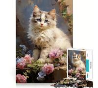 Portrait de Chaton Ragdoll Puzzle 1000 pièces pour Adultes Cadeau Stimulant pour l'esprit Jeu de Loisirs Facile Découpe précise Cadeau spécial (38x52cm)