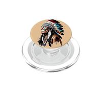 Portrait de Chef amérindien - Héritage autochtone PopSockets PopGrip pour MagSafe