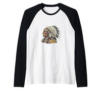 Portrait de Chef amérindien Vintage Guerrier autochtone Manche Raglan