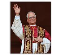 Portrait de chef religieux du pape Léon XIV, nouveau pape américain catholique romain, vêtements de cérémonie traditionnels, art mural, impression décorative rouge et or, 28 x 35,6 cm, sans cadre