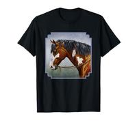 Portrait de cheval de guerre amérindien Bay Pinto T-Shirt