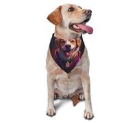 Portrait de chien anthropomorphe imprimé graphique triangle écharpe pour chiens et chats, bandana mignon réglable pour animaux de compagnie et séances photo