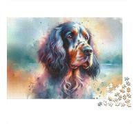 Portrait de Chien Aquarelle 1000 Pièces Carton Extra Épais Puzzle Classique Couple Partenaires Entraînement du Cerveau Belle Décoration Idée Cadeau 38x26cm/1000pcs