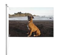 Portrait de chien Boxer brun de plage,Drapeau de jardin, bannière décorative, drapeau double face, 2 x 3 pieds, pour extérieur et intérieur