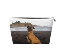 Portrait de Chien Boxer Brun Plage, Trousse de Toilette Trousse de Maquillage Sac à cosmétiques Trousse de Toilette de Voyage Portable