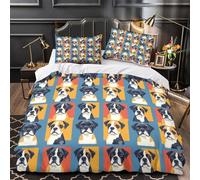 Portrait de chien boxer Parure de Lit Microfibre résistante 3D Imprimée Super Douce Fond de feuillage d'automne Housse de Couette Fermeture Éclair Douce Respirante for Femmes Double（200x200cm）