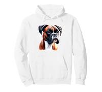Portrait de Chien Boxer Sweat à Capuche, Unisexe pour Adultes, Blanc, M