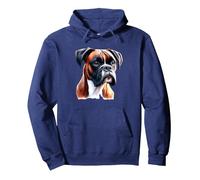 Portrait de Chien Boxer Sweat à Capuche, Unisexe pour Adultes, Bleu Marine, XXL