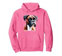 Portrait de Chien Boxer Sweat à Capuche, Unisexe pour Adultes, Rose Vif, L