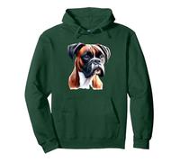 Portrait de Chien Boxer Sweat à Capuche, Unisexe pour Adultes, Vert Forêt, L