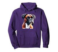 Portrait de Chien Boxer Sweat à Capuche, Unisexe pour Adultes, Violet, S