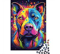 Portrait de Chien coloré Carton Épais Puzzle Amants De Famille Puzzle D'entraînement du Cerveau Idée Cadeau pour Senior Jigsaw Enthusiastes 70x50cm/1000pcs