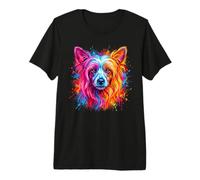 Portrait De Chien Coloré De Chien Chinois À Crête T-Shirt Haut de Gamme