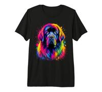 Portrait De Chien Coloré De Terre-Neuve T-Shirt Haut de Gamme