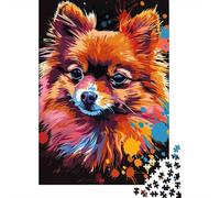 Portrait de Chien coloré Set Puzzle 1000 Pièces pour Passionnés, Carton Recy coration Intérieure, Art Mural, Cadeau Noël Festif, Défi Cérébral 38x26cm/1000pcs