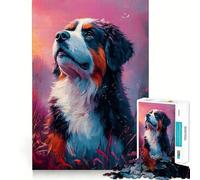Portrait de Chien de Montagne Saint-Bernard Puzzle de 1000 pièces pour Adultes Jeu de réflexion Amusant et décontracté Découpe de précision Cadeau Artistique 50x75cm