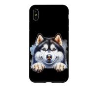 Portrait de Chien de traîneau Souriant Husky avec Visage de Loup Coque pour iPhone XS Max