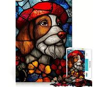 Portrait de Chien en vitrail, Puzzle de 1000 pièces pour Adultes, Cadeau pour renforcer Les Souvenirs, Moments de sérénité, qualité supérieure, idéal pour Les vœux du Père Noël 38x52cm