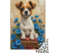 Portrait de Chien Peint 1000 Pièces Carton Extra Épais Puzzle De Bricolage Amants De Famille Jeu De Famille Amusant Et Stimulant Belle Décoration 52x38cm/1000pcs