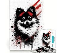 Portrait de Chien Poméranien Puzzle de 1000 pièces pour Adolescents Jeu de logique et de Sens Simple et Amusant Bords Lisses Cadeau élégant (38x26cm)