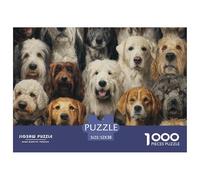 Portrait de Chien Puzzle 1000 Pièces Puzzle pour Adultes Papier Scène Animale Conviviale Interaction Familiale Relaxation Décoration Maison Cadeau 52x38cm/1000pcs