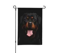 Portrait de chien Rottweiler imprimé, drapeau de jardin d'été double face de 12 x 18 pouces pour l'extérieur