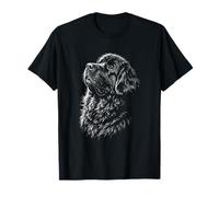 Portrait de Chien Terre-Neuve Noir et Blanc T-Shirt