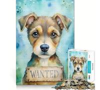 Portrait de Chiot Aquarelle Recherché Puzzle de 1000 pièces pour Adolescents Jeu Stimulant Le Cerveau Emboîtement précis sans espaces Activité relaxante en Groupe à l'intérieur (50x75cm)