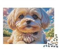 Portrait de Chiot Blanc Mignon Puzzle 1000 Pièces Carton Robuste pour Collectionneurs, Puzzle De Logique, Jeu De Fête, Meilleur Cadeau pour Passionnés De Puzzles 38x26cm/1000pcs