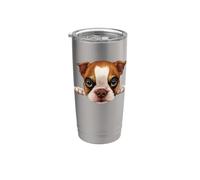 Portrait de chiot Boston Terrier en gros plan Gobelet isotherme en acier inoxydable double paroi