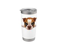 Portrait de chiot Boston Terrier en gros plan Gobelet isotherme en acier inoxydable double paroi