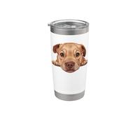 Portrait de chiot Pitbull Terrier en gros plan Gobelet isotherme en acier inoxydable double paroi