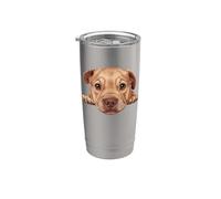 Portrait de chiot Pitbull Terrier en gros plan Gobelet isotherme en acier inoxydable double paroi
