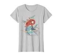 Portrait de croquis aquarelle Brave Merida de Disney T-Shirt, Femme, Argent, XS