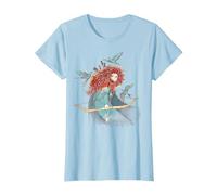Portrait de croquis aquarelle Brave Merida de Disney T-Shirt, Femme, Bleu Céleste, XL