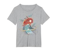 Portrait de croquis aquarelle Brave Merida de Disney T-Shirt, Femme Grandes tailles, Gris Chiné, 2X