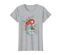 Portrait de croquis aquarelle Brave Merida de Disney T-Shirt, Femme, Gris Chiné, XL
