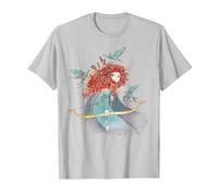 Portrait de croquis aquarelle Brave Merida de Disney T-Shirt, Homme, Argent, L