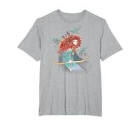 Portrait de croquis aquarelle Brave Merida de Disney T-Shirt, Homme Grandes tailles, Gris Chiné, 3X Tall