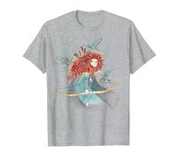 Portrait de croquis aquarelle Brave Merida de Disney T-Shirt, Homme, Gris Chiné, 4XL